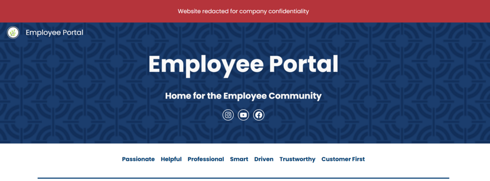 Screenshot of the Employee Portal website